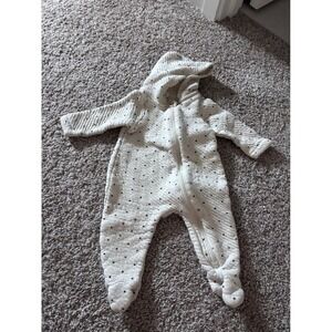 Mighty Goods Baby Hooded Quilted Suit Polka Dot‎ Cream Footed Romper 9 Months